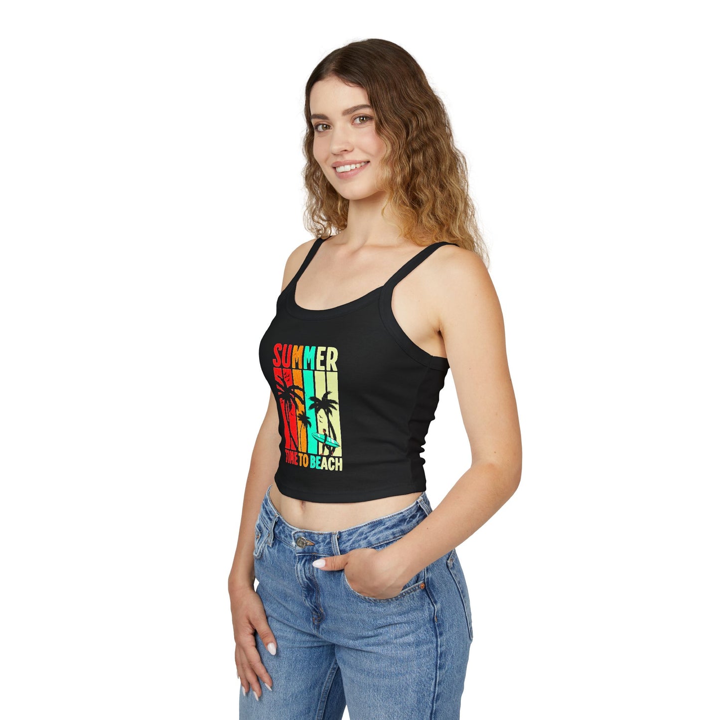 Beach Vibes Spaghetti Strap Tank Top - Summer Time to Beach Design