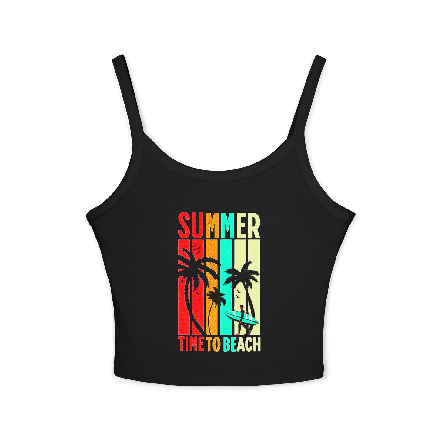 Beach Vibes Spaghetti Strap Tank Top - Summer Time to Beach Design