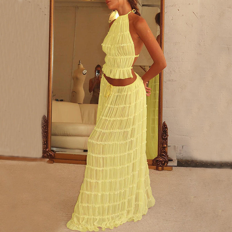 2pcs Women's Dress Suit Sexy Sleeveless