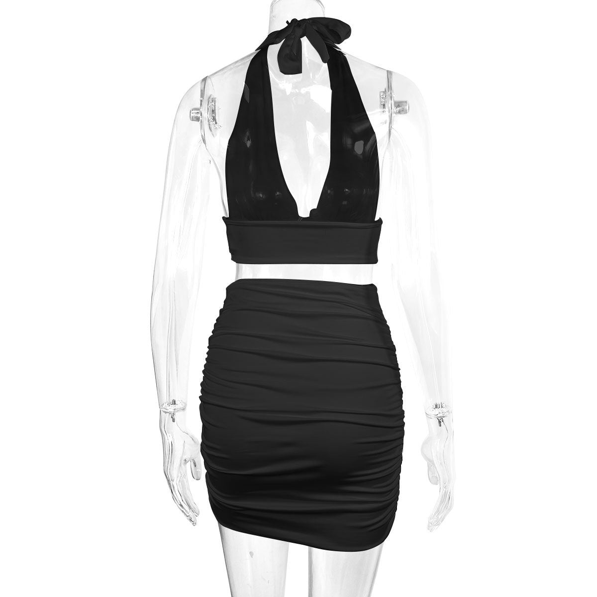 2pcs Dress Suits Lace-up Top Skirt