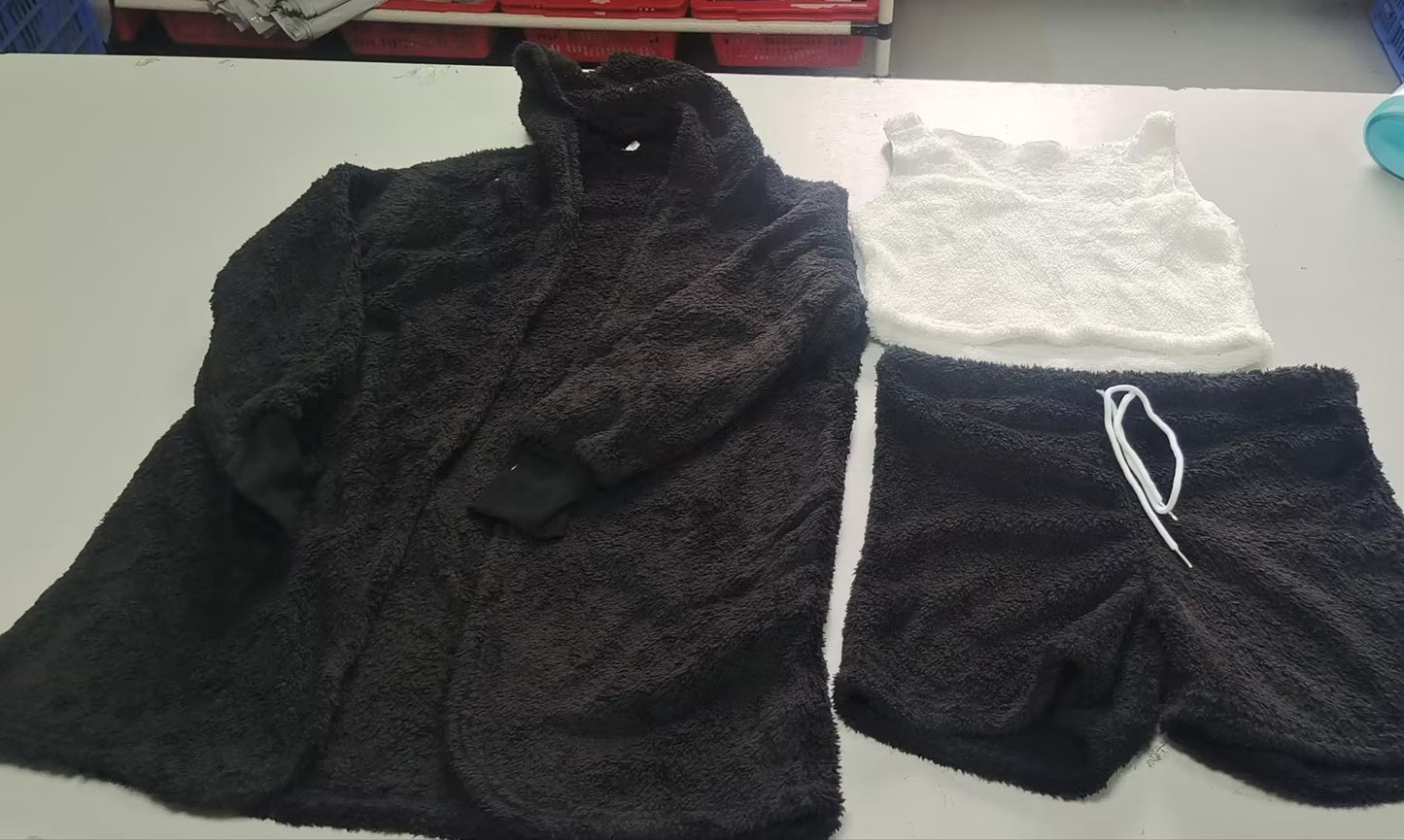 3pcs Crop Tank Top And Shorts Pajama Set