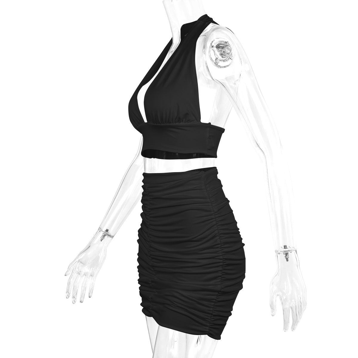 2pcs Dress Suits Lace-up Top Skirt