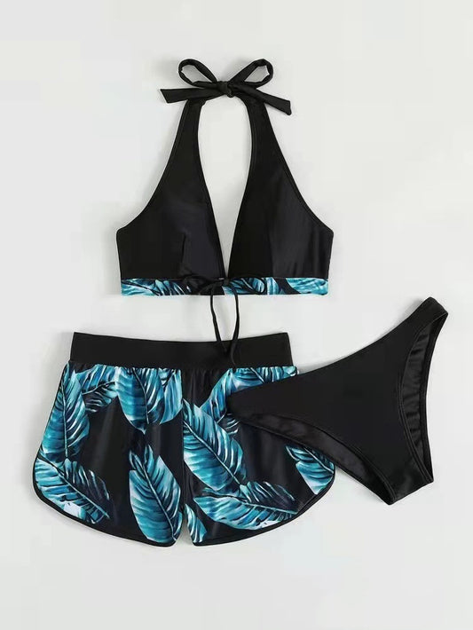 3pcs Leaf Bikini With Shorts