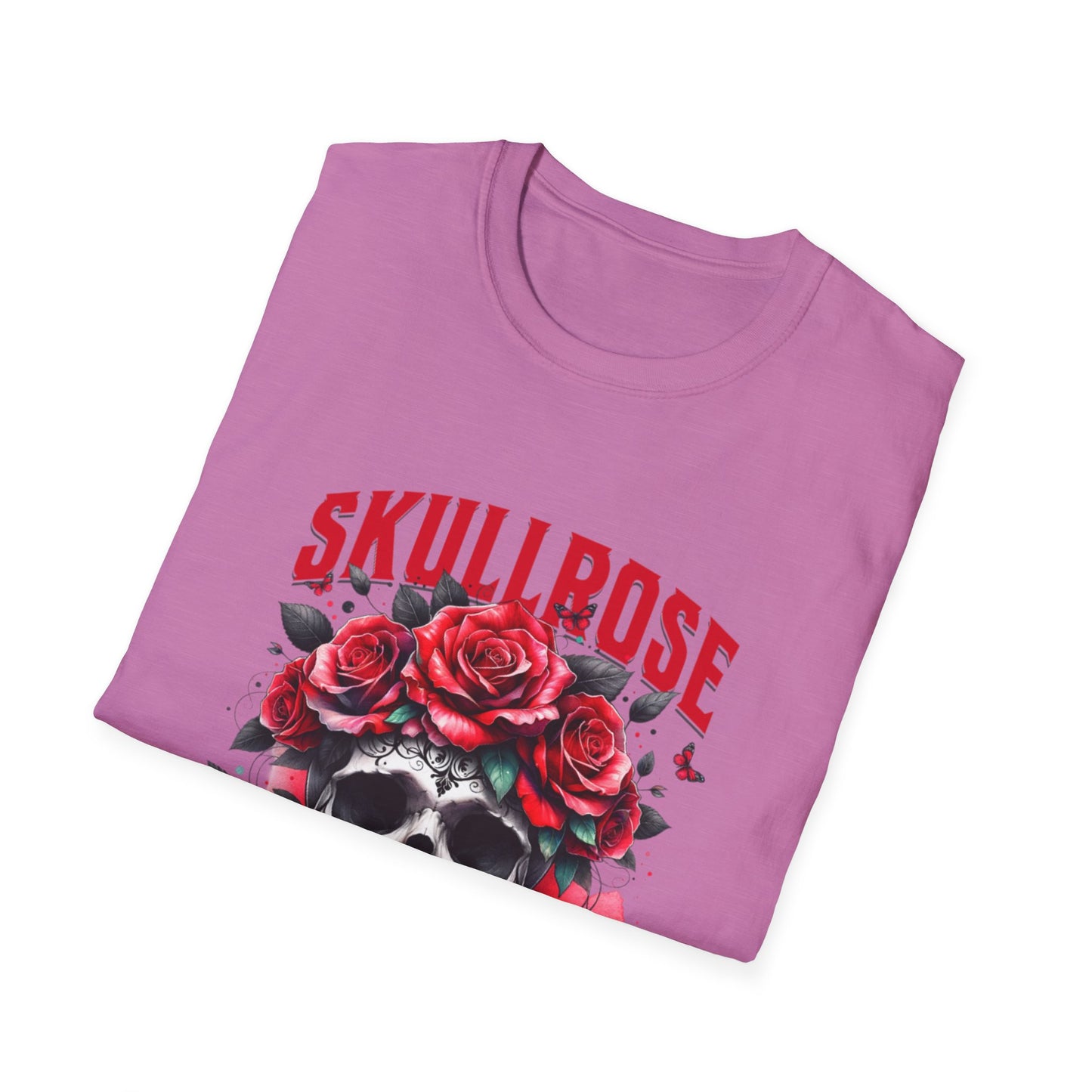 Skull Rose Unisex Softstyle T-Shirt, Trendy Graphic Tee, Gift for Rock Lovers, Festival Attire, Casual Fashion