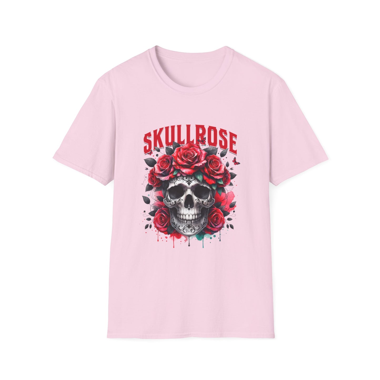 Skull Rose Unisex Softstyle T-Shirt, Trendy Graphic Tee, Gift for Rock Lovers, Festival Attire, Casual Fashion