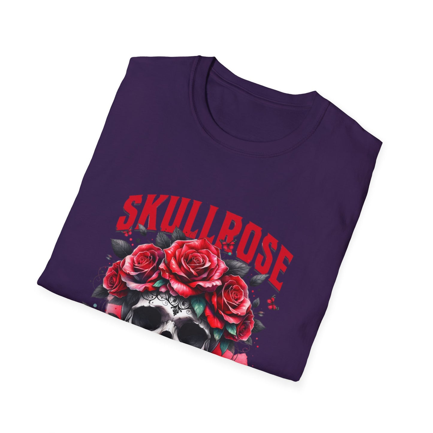 Skull Rose Unisex Softstyle T-Shirt, Trendy Graphic Tee, Gift for Rock Lovers, Festival Attire, Casual Fashion