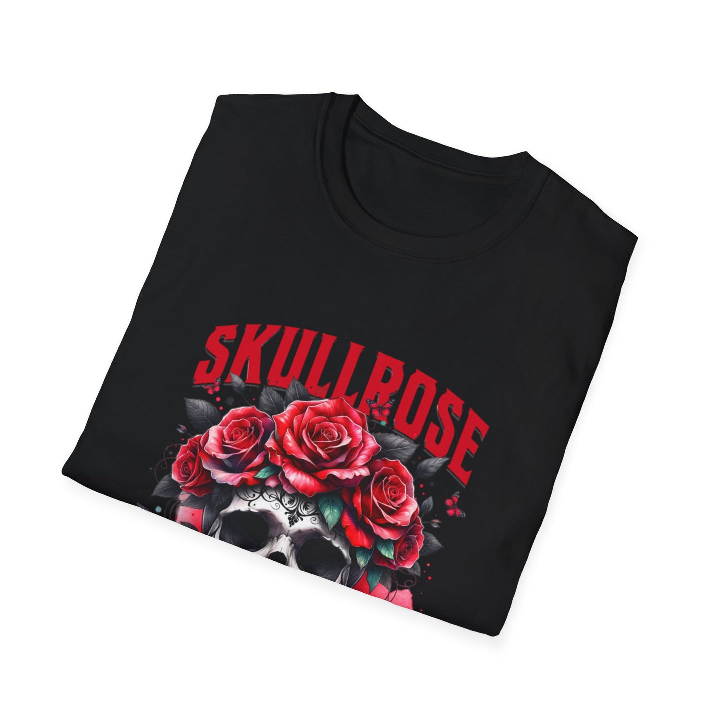 Skull Rose Unisex Softstyle T-Shirt, Trendy Graphic Tee, Gift for Rock Lovers, Festival Attire, Casual Fashion
