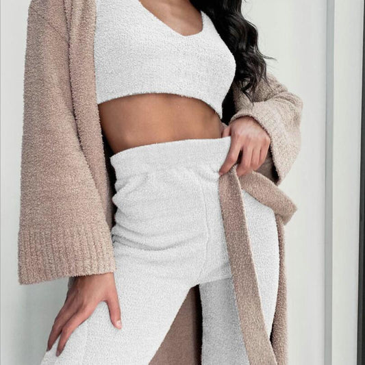 3pcs Crop Tank Top And Shorts Pajama Set