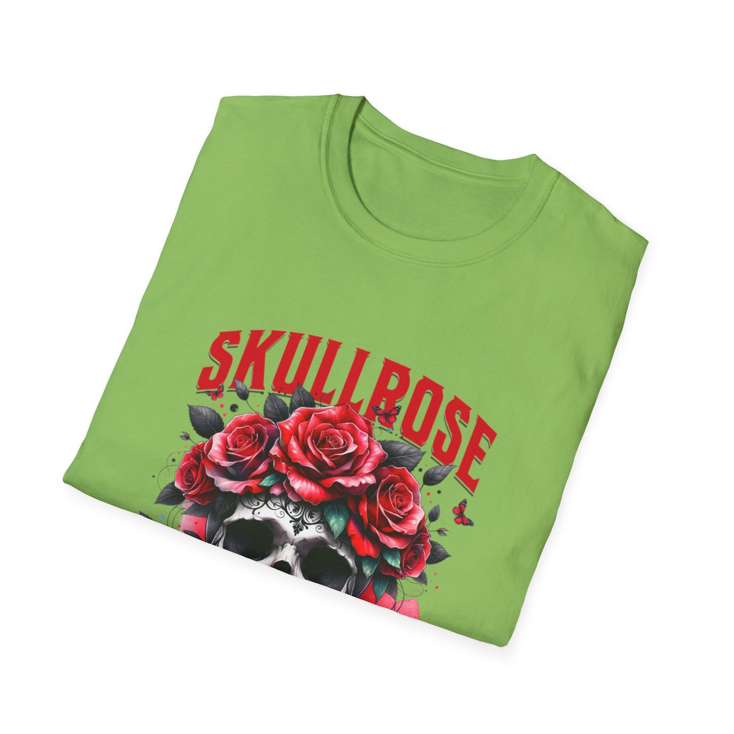 Skull Rose Unisex Softstyle T-Shirt, Trendy Graphic Tee, Gift for Rock Lovers, Festival Attire, Casual Fashion