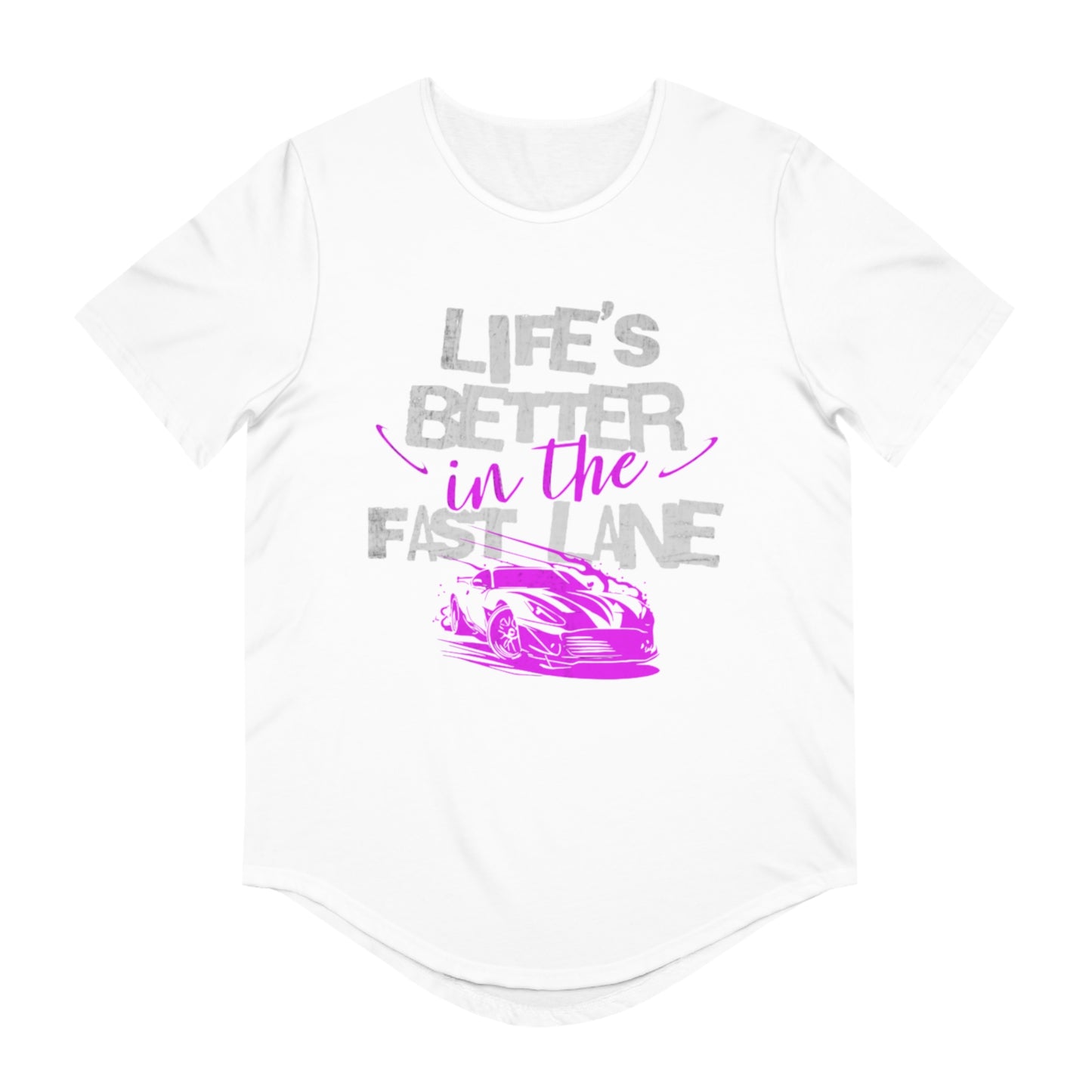 Men's Curved Hem Tee - 'Life's Better in the Fast Lane' - Perfect for Racing Fans