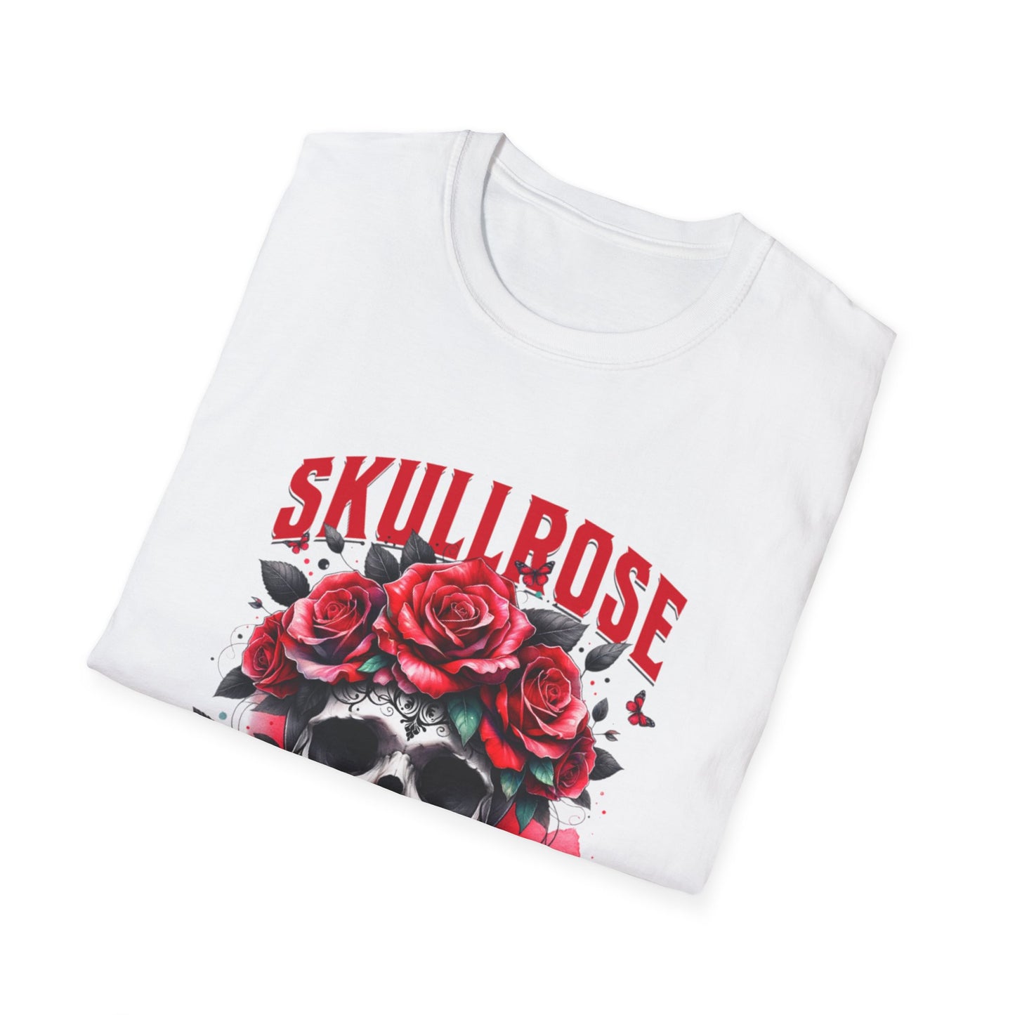 Skull Rose Unisex Softstyle T-Shirt, Trendy Graphic Tee, Gift for Rock Lovers, Festival Attire, Casual Fashion