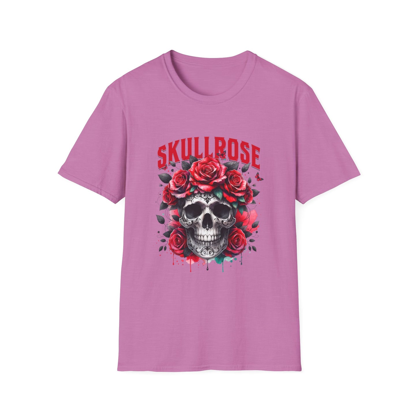 Skull Rose Unisex Softstyle T-Shirt, Trendy Graphic Tee, Gift for Rock Lovers, Festival Attire, Casual Fashion