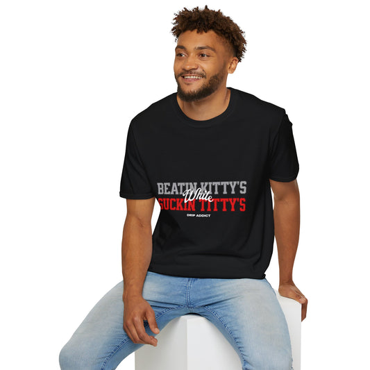 Beat It Kitty's Unisex Softstyle T-Shirt, Funny Gift, Casual Wear, Beach Tee, Summer Vibes, Unique Statement Tee