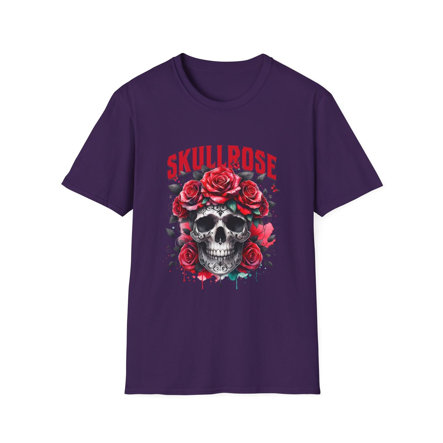 Skull Rose Unisex Softstyle T-Shirt, Trendy Graphic Tee, Gift for Rock Lovers, Festival Attire, Casual Fashion