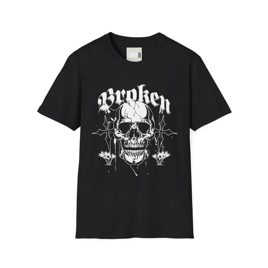 Broken Skull Unisex Softstyle T-Shirt - Edgy Graphic Tee for Alternative Fashion