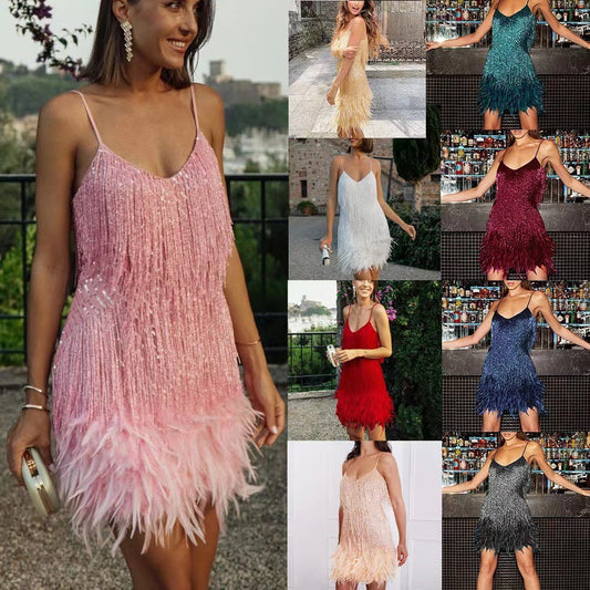 Feather Summer Mini Dress