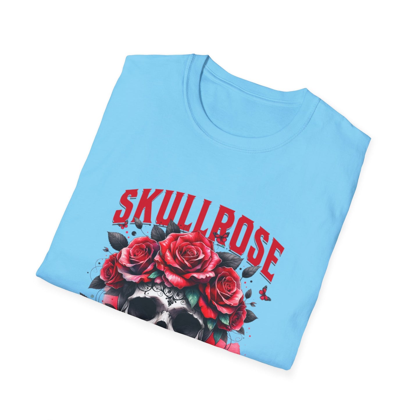 Skull Rose Unisex Softstyle T-Shirt, Trendy Graphic Tee, Gift for Rock Lovers, Festival Attire, Casual Fashion