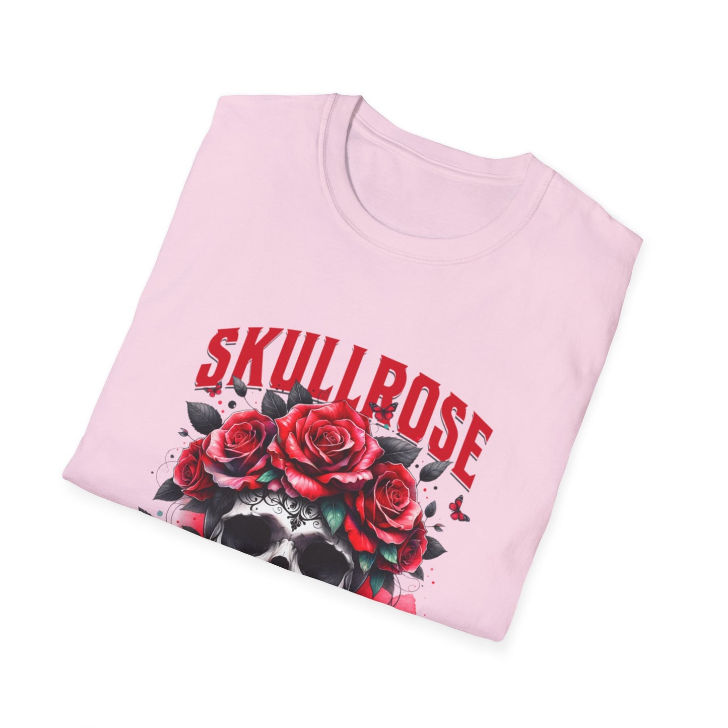 Skull Rose Unisex Softstyle T-Shirt, Trendy Graphic Tee, Gift for Rock Lovers, Festival Attire, Casual Fashion