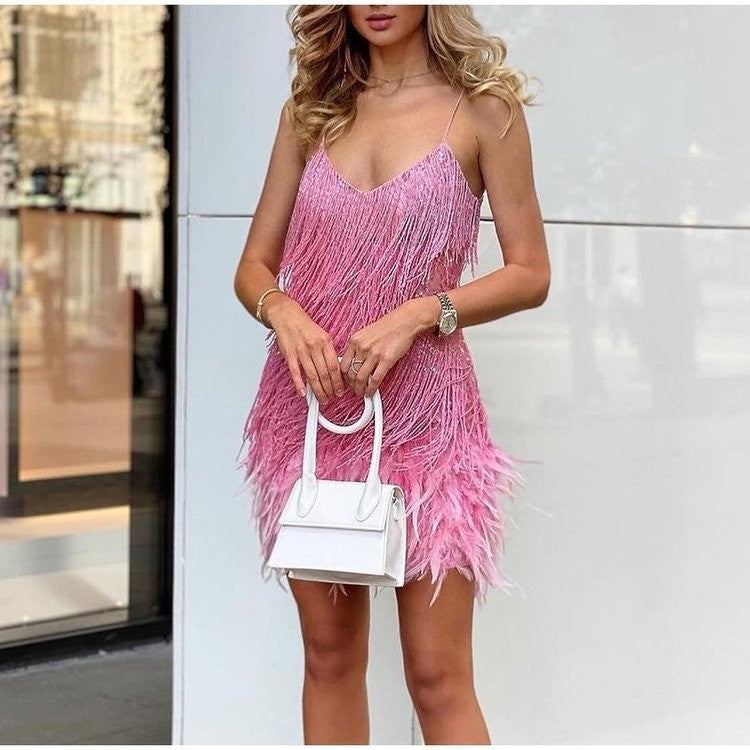 Feather Summer Mini Dress
