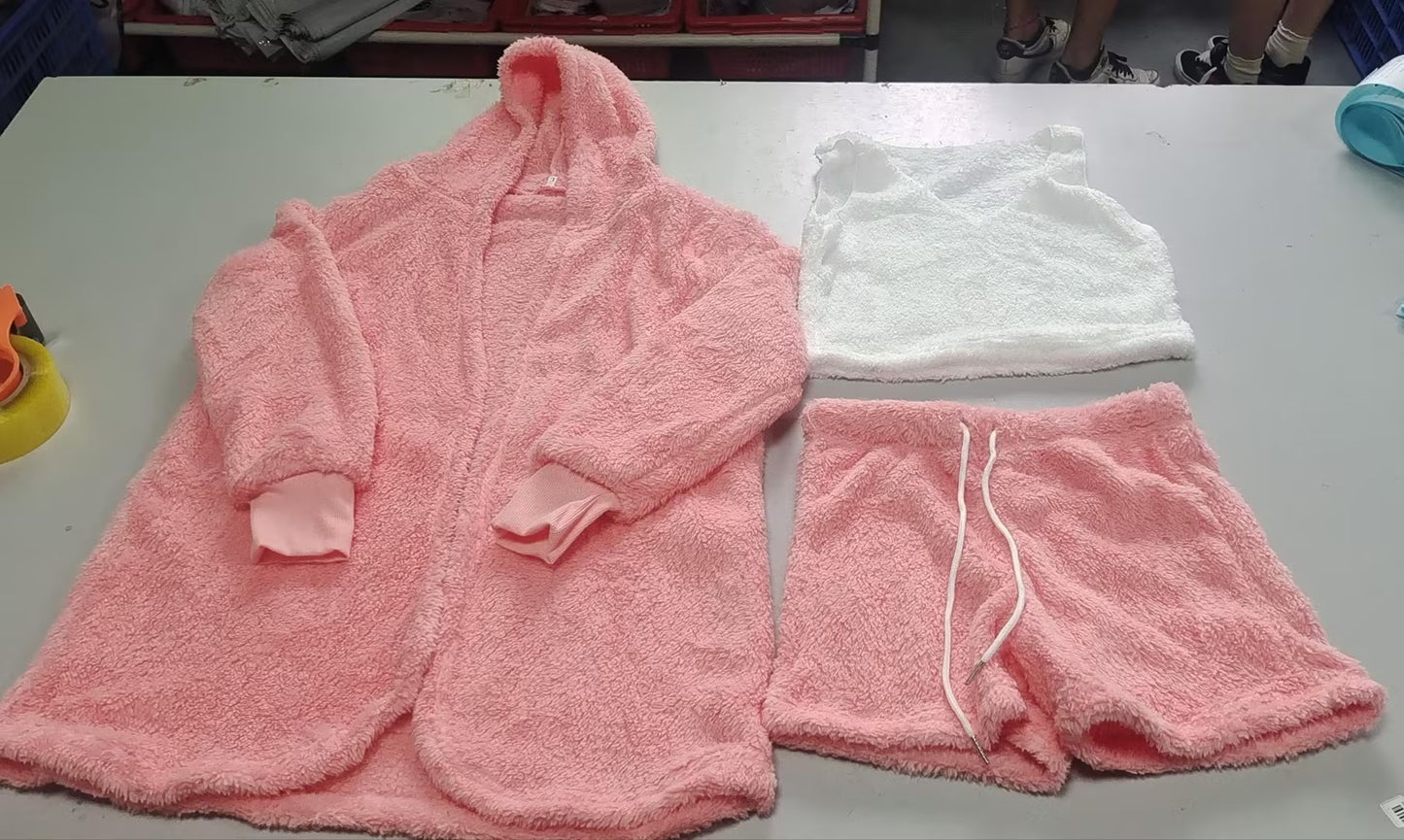 3pcs Crop Tank Top And Shorts Pajama Set