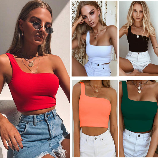 One-shoulder Crop Top